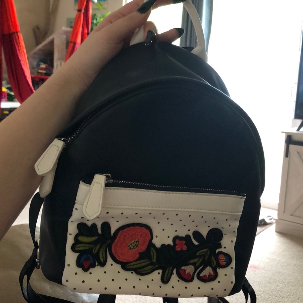 embroidered mini leather baby backpack